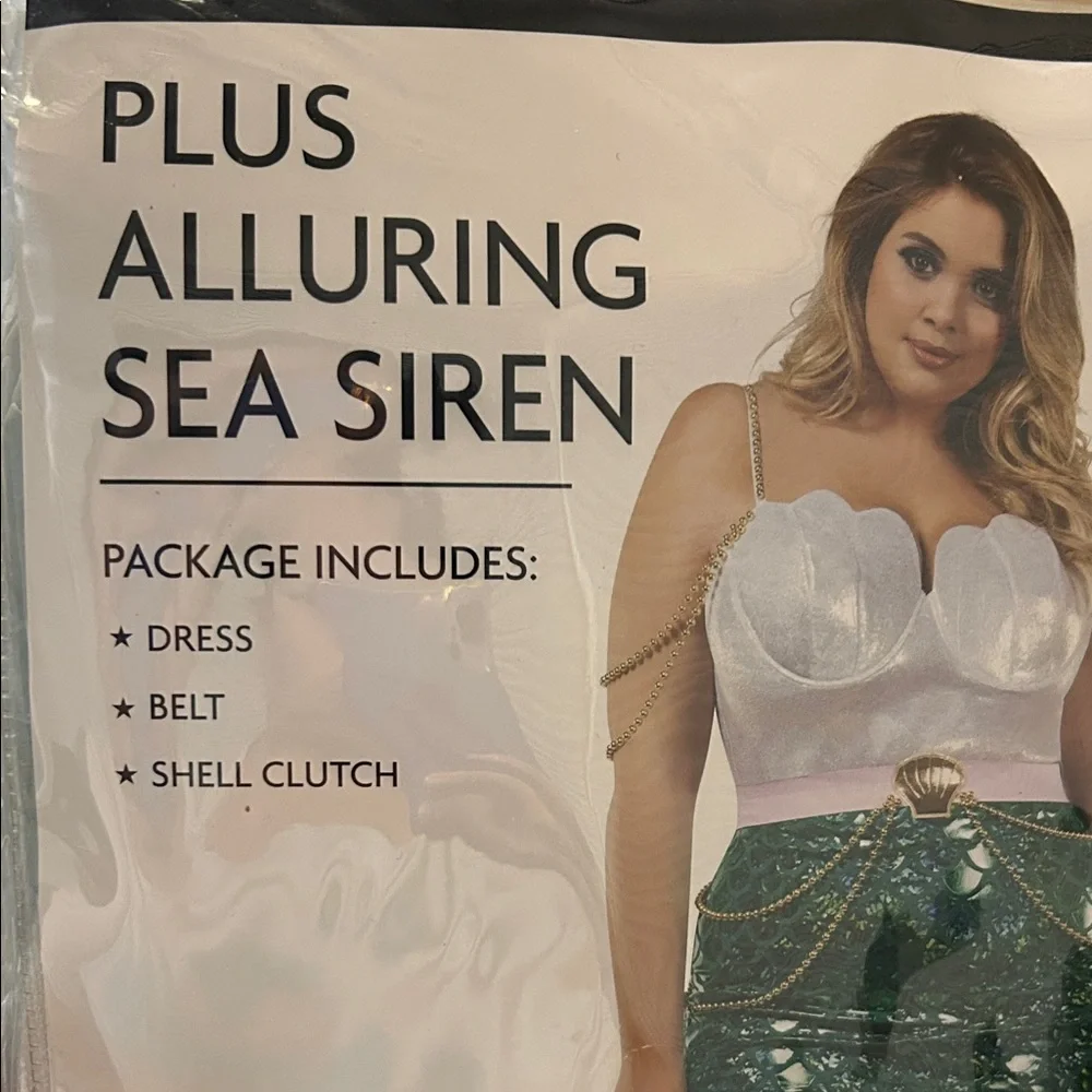 Starline LA Women’s plus size Mermaid Costume with Shell Top and Green Skirt 4x - Picture 3 of 4